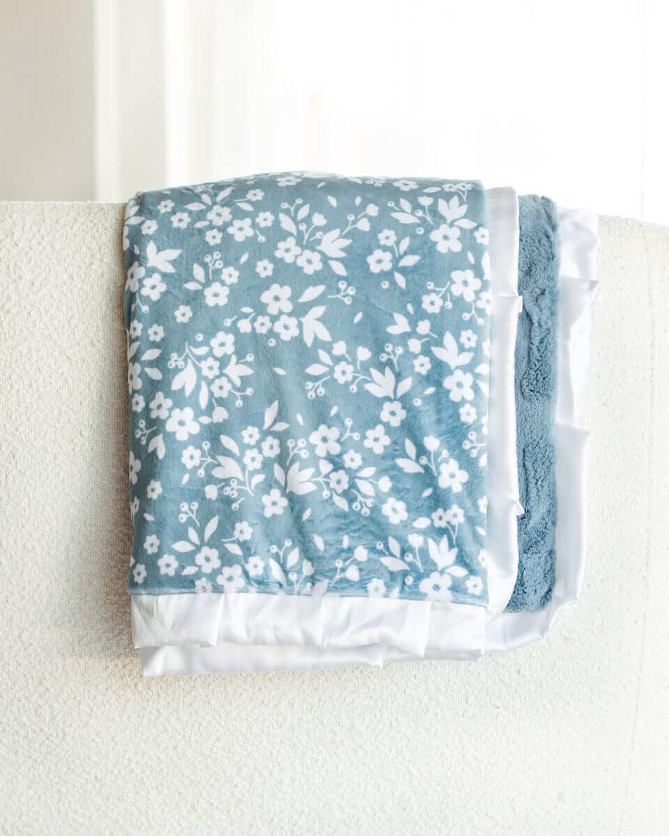Dainty Floral Blue Blanket - Image 2
