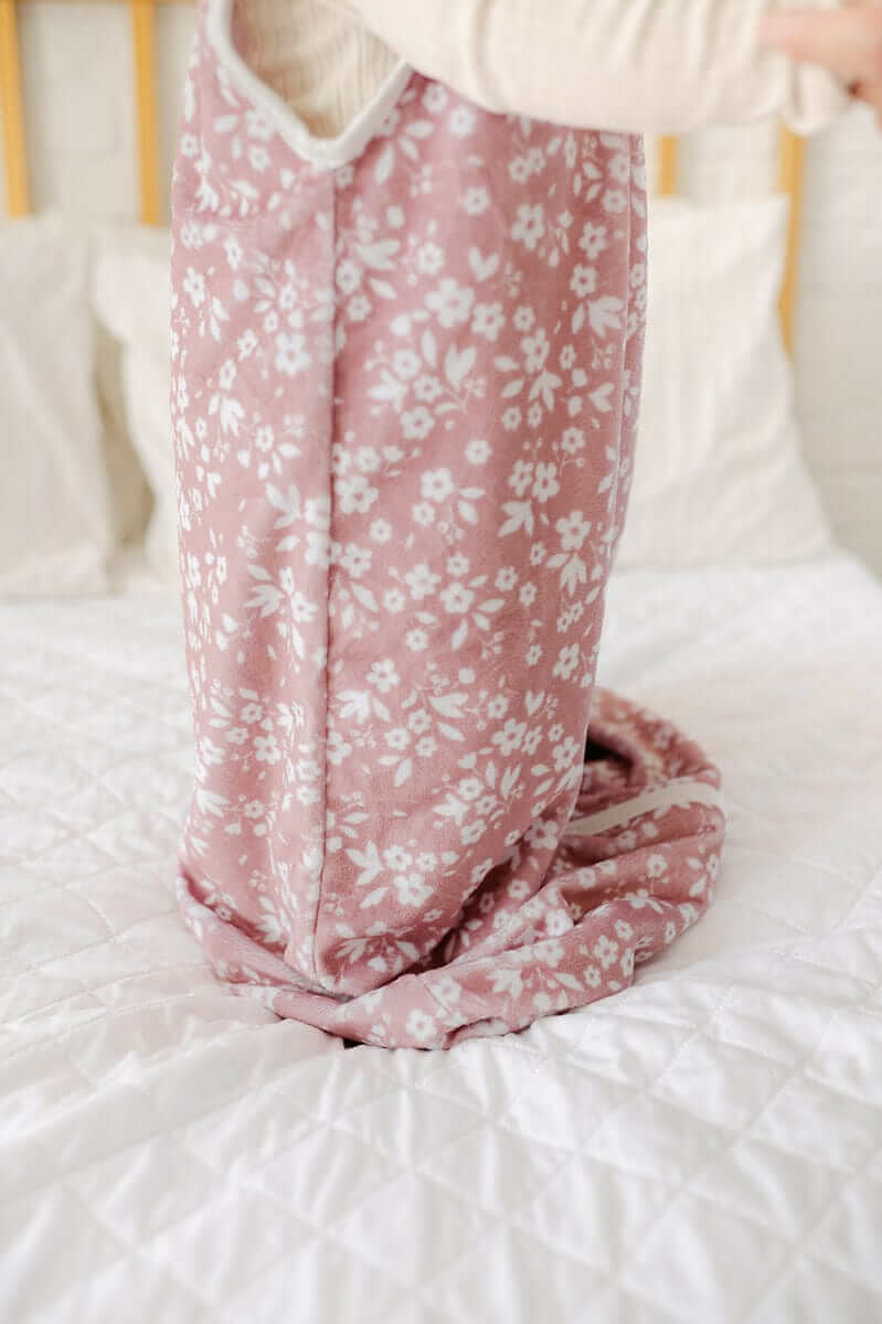 Dainty Floral Pink Wearable Minky Blanket - Image 4