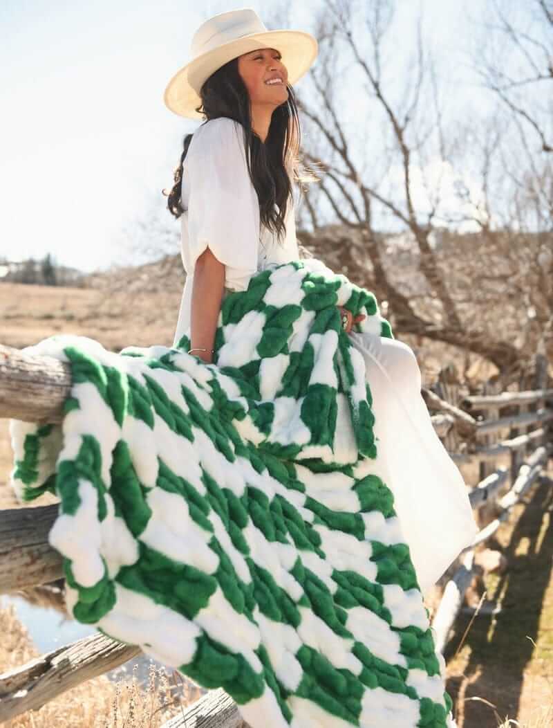 Hugs Check Green Blanket