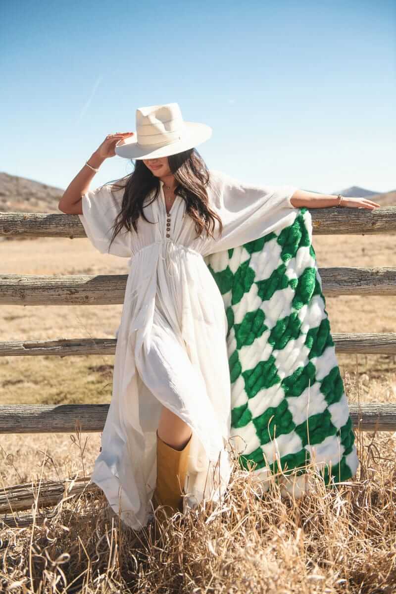 Hugs Check Green Blanket - Image 2