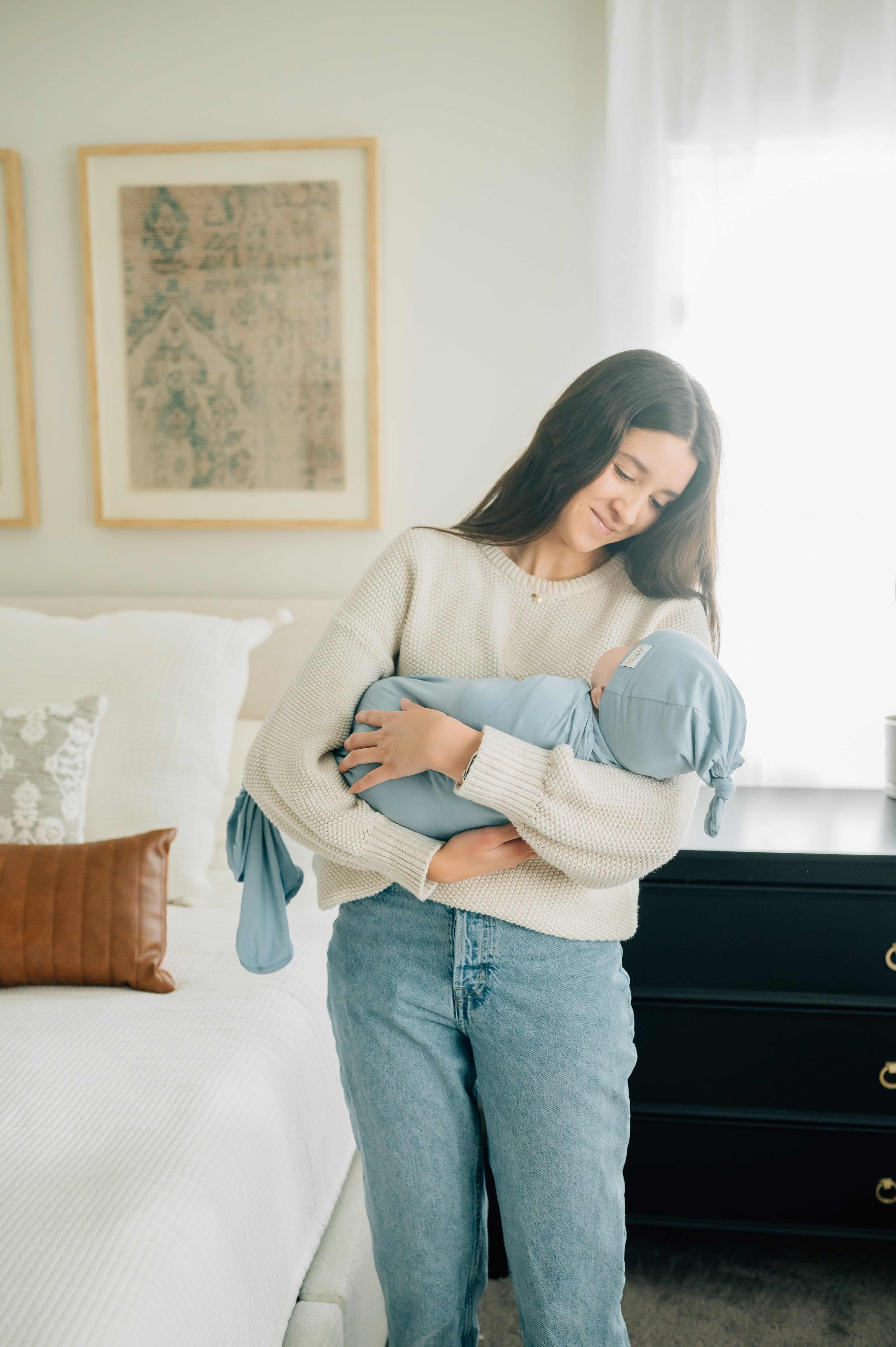 Swaddle and Hat - Denim - Image 6